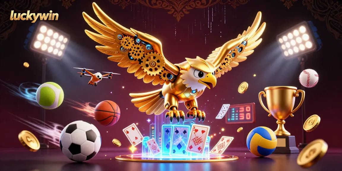 Experience the excitement of luckywin through a vibrant 3D scene filled with dynamic action and detailed gaming elements.