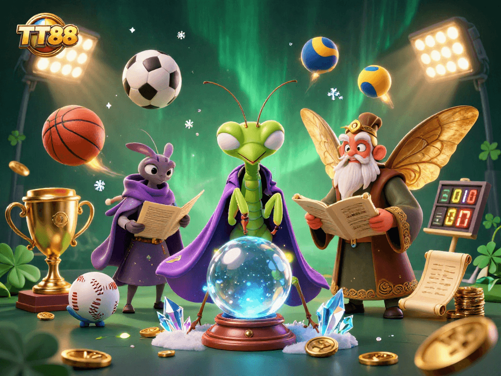 Engage with TT88's thrilling online gaming experience through a vibrant illustration showcasing dynamic sports elements.