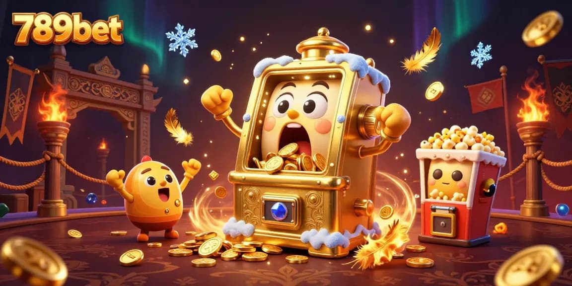 Experience the thrilling jackpot action at 789bet with a lively golden slot machine celebrating its win.