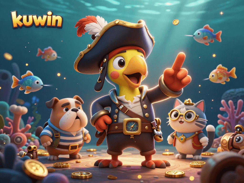 Experience the thrill of fish shooting gameplay with kuwin's vibrant 3D illustration featuring captivating characters and dynamic elements.