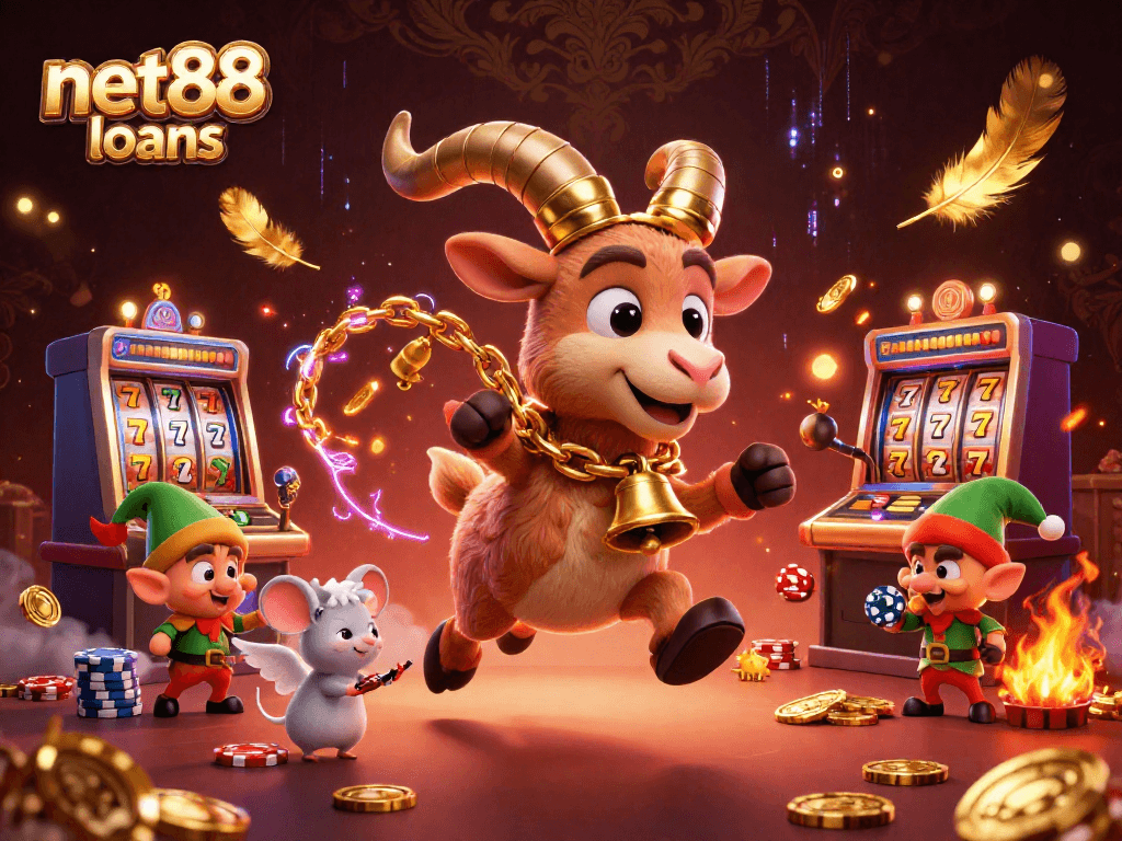 Engage with net88 loans and enjoy festive casino fun in a whimsical 3D scene.
