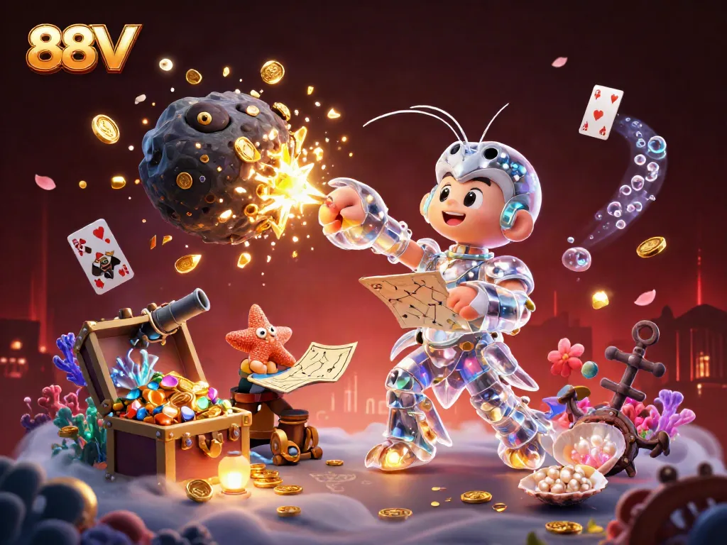 Experience exhilarating gaming moments with 88VV's vibrant underwater treasure scene filled with action and adventure.