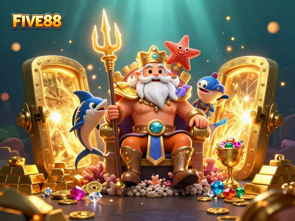 Experience thrilling wins at FIVE88 with Neptune, the sea king, amidst treasures and games.