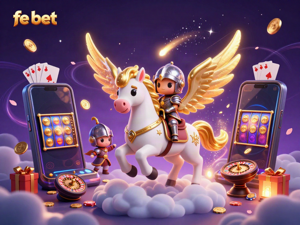 Experience winning thrills with fe bet as a celestial horse and armored knight explore a magical casino world.