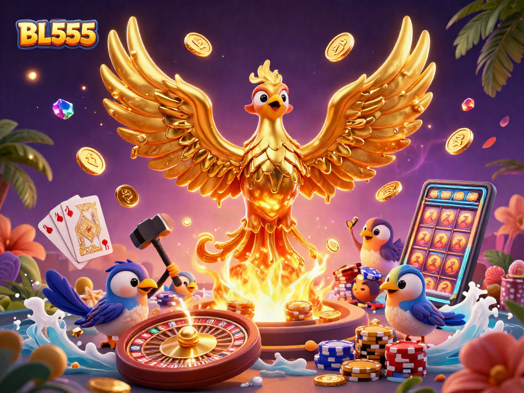 Experience thrilling gaming at BL555 with the golden phoenix and casino magic!