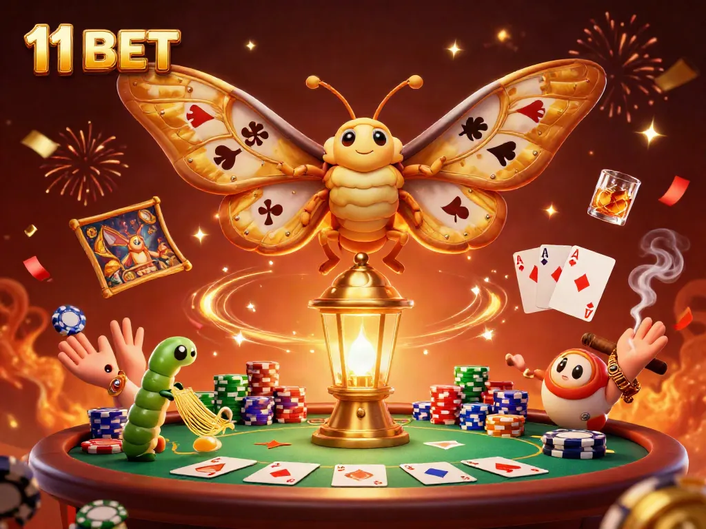 Experience thrilling gaming at 11 BET with a vibrant cartoon scene showcasing casino excitement.