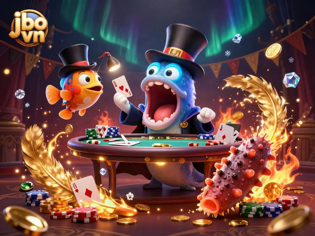 Engage in thrilling casino action at jbo vn with a deep-sea eel magician showcasing card tricks.