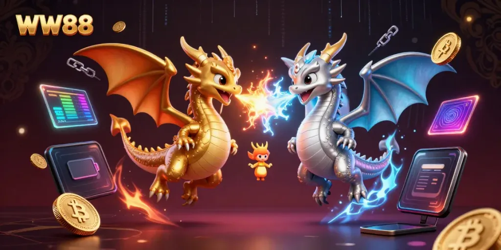 Engage with WW88's top gaming features, featuring dynamic dragons and crypto elements.