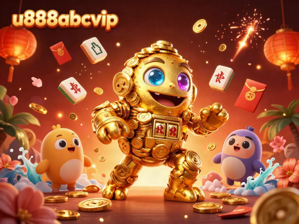 Experience exciting gameplay at u888 abcvip with a golden golem and vibrant casino elements.
