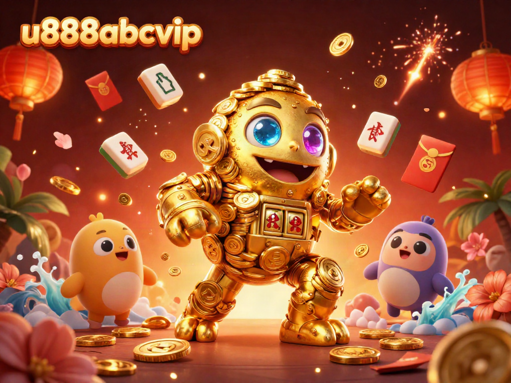 Experience exciting gameplay at u888 abcvip with a golden golem and vibrant casino elements.