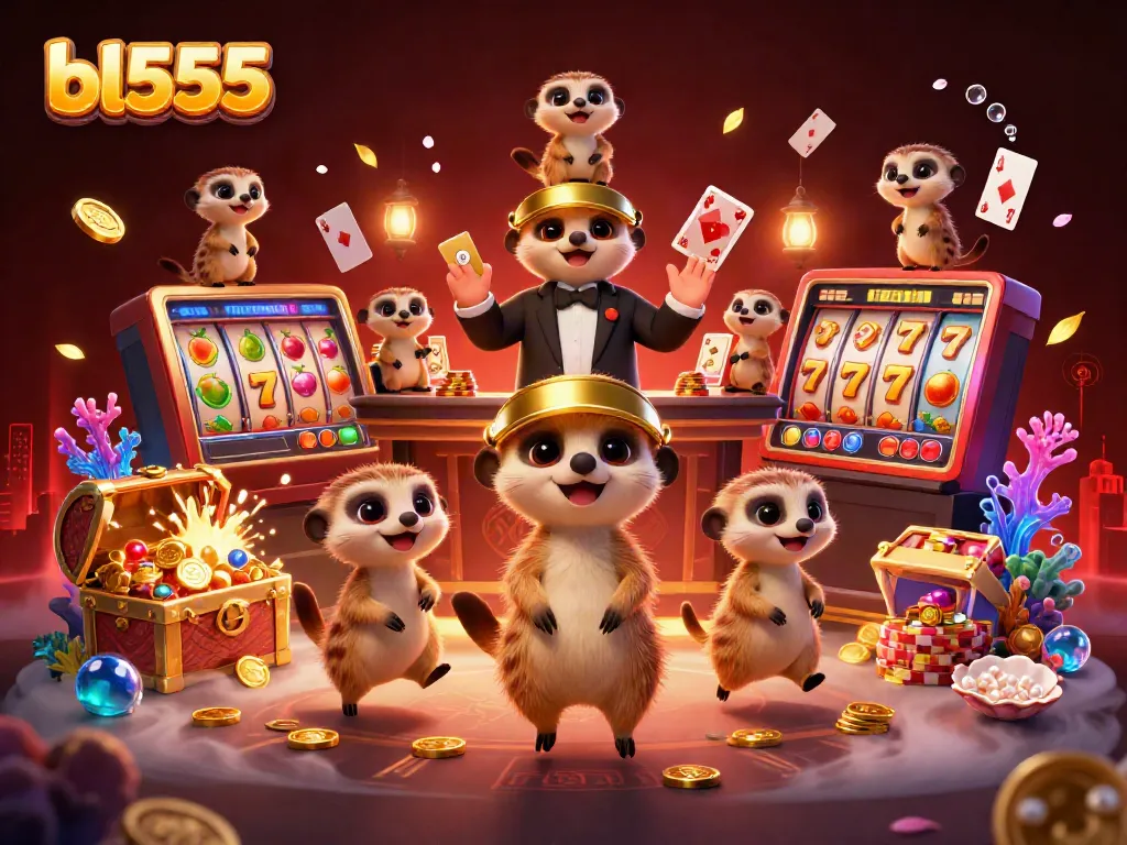 Enjoy gaming adventures at bl555 with clever meerkats running a bustling casino