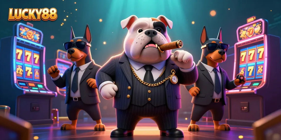 Join the fun at LUCKY88 with exciting slot games, animated characters, and vibrant casino-themed visuals.