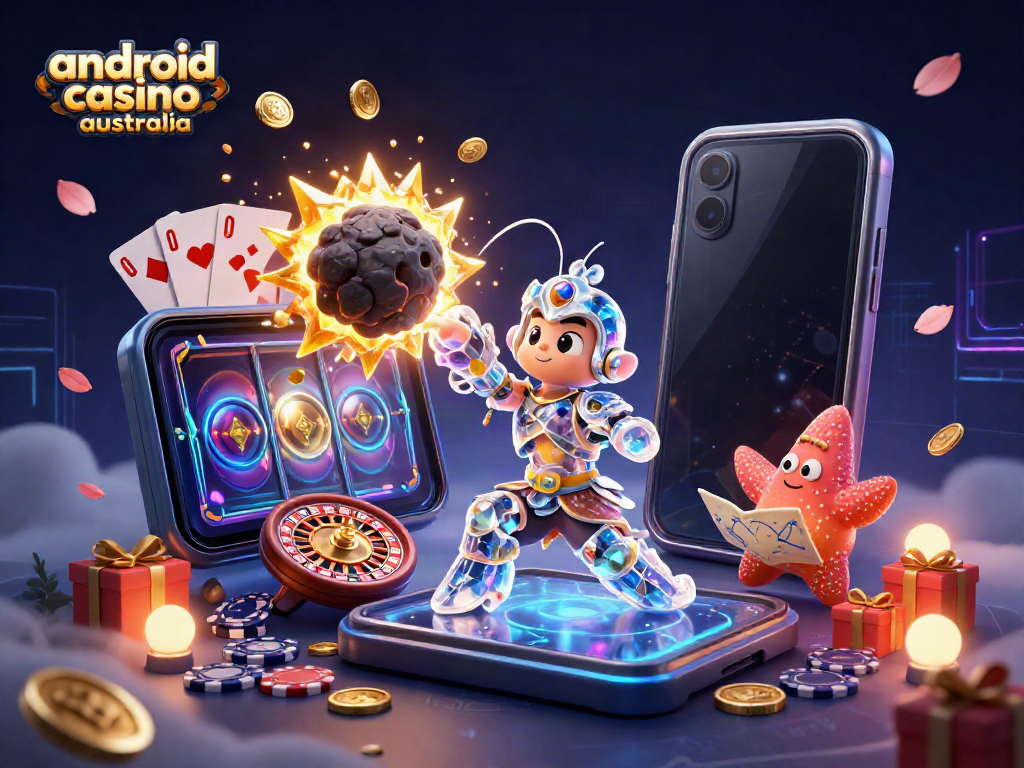Engage with the android casino australia scene of a galactic samurai mantis shrimp and starfish amidst exploding gems and coins.
