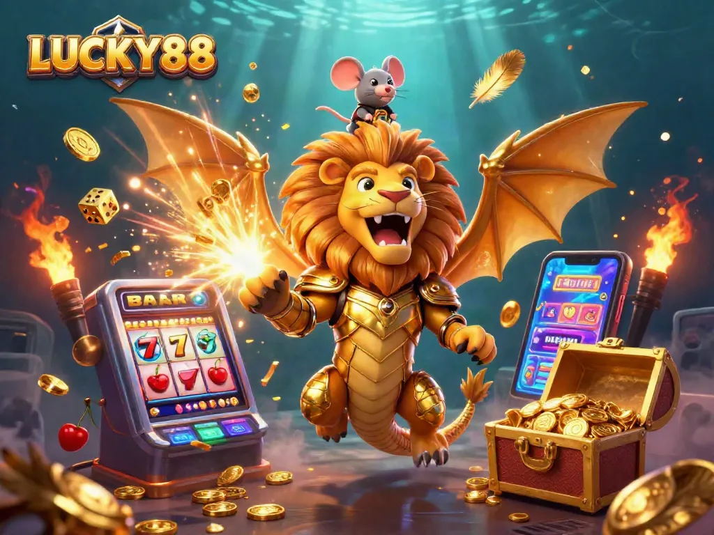 LUCKY88 offers exciting gameplay with vibrant casino elements and a dynamic jackpot scene featuring engaging characters.