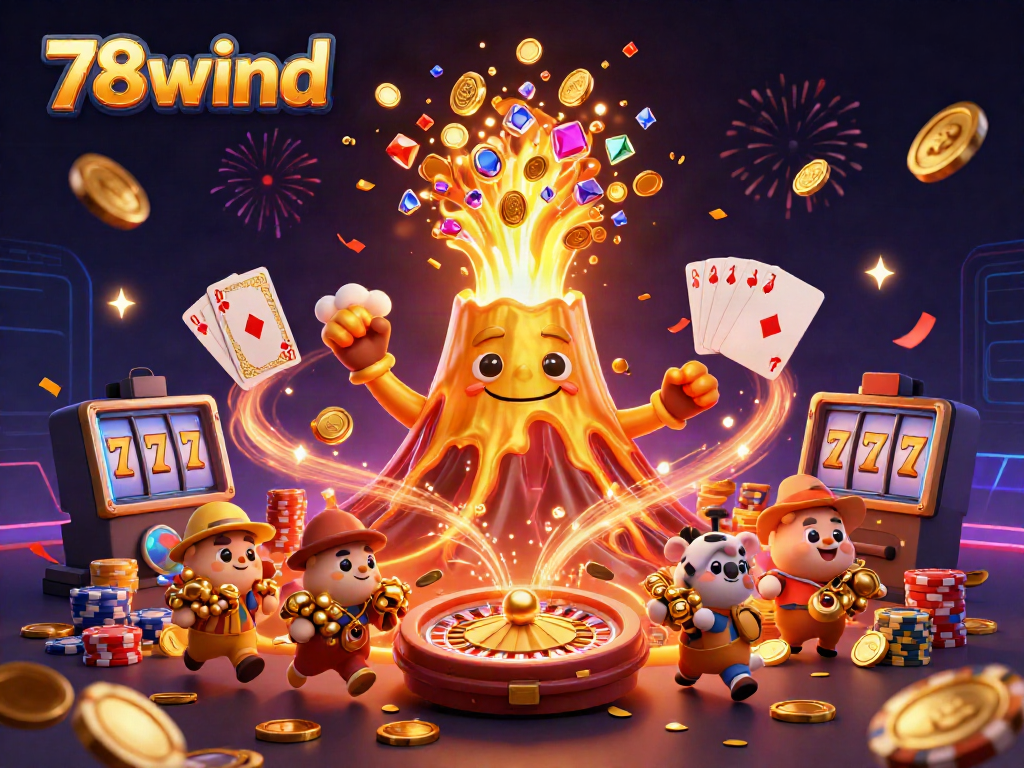Experience thrilling adventures at 78wind with a triumphant golden volcano eruption and treasure-filled escapades.