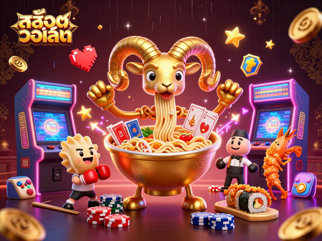 Experience the thrill of สล็อตวอเลท with a vibrant illustration featuring dynamic casino characters and elements.