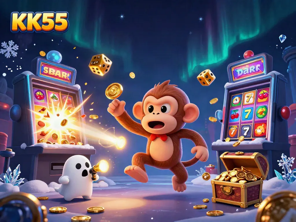 Experience thrilling casino action at KK55 with an entertaining poltergeist monkey juggling wealth.