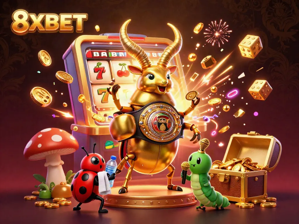 Experience thrilling moments with 8XBET in an ultra-detailed 3D casino scene of fun and excitement.