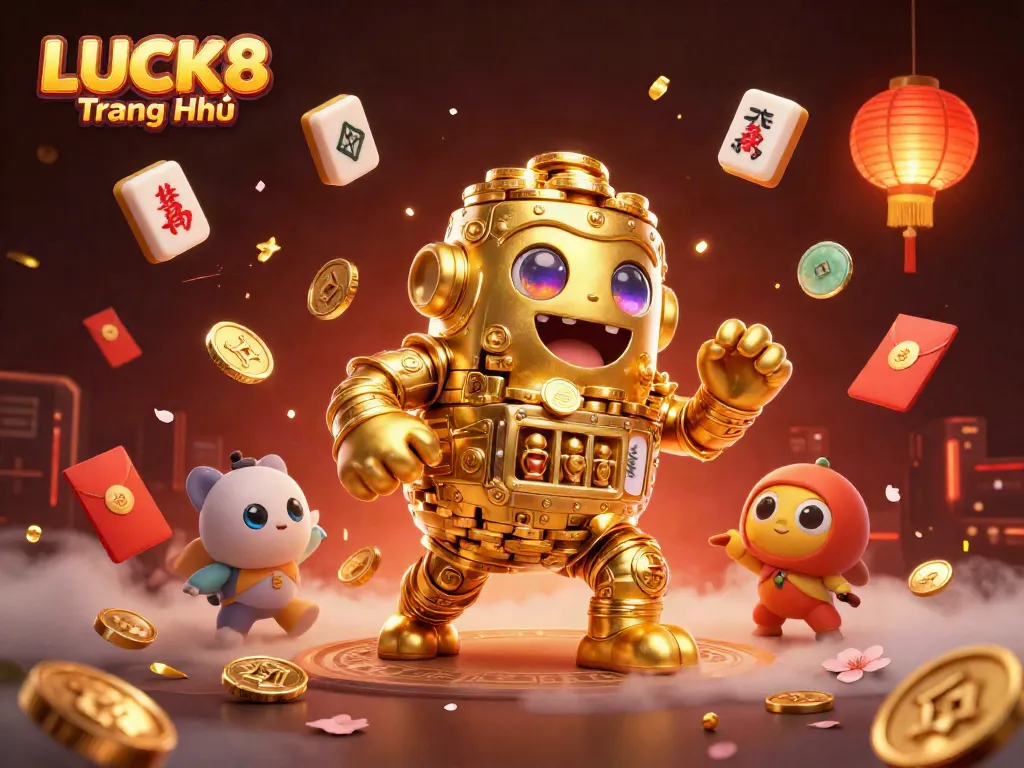 Experience thrilling gameplay at LUCK8 Trang Chủ with a vibrant 3D casino-themed illustration.