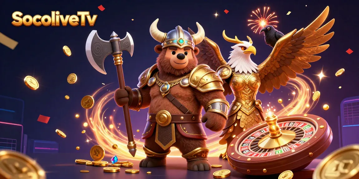 Engage with SocoliveTv's thrilling casino experience featuring dynamic characters and sparkling gaming elements.