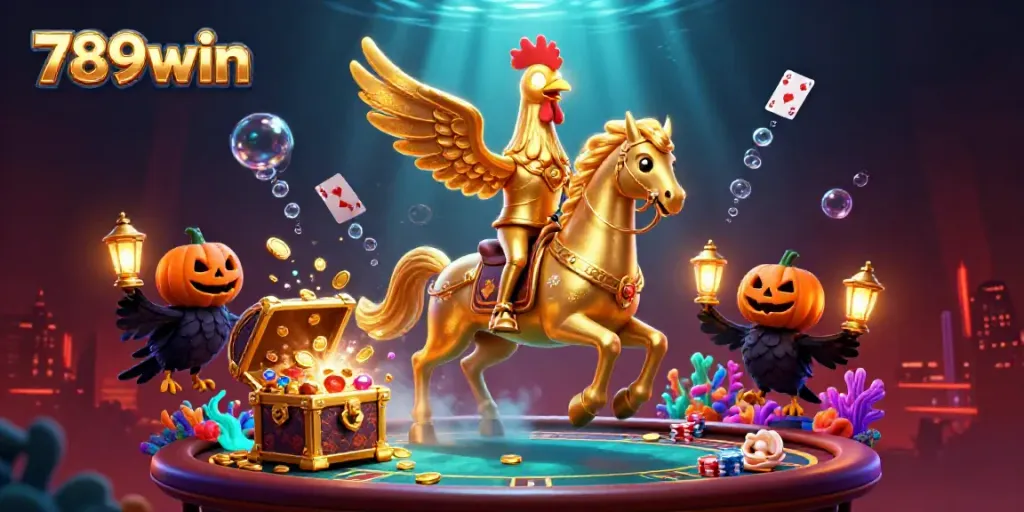 Engage in thrilling gameplay at 789win with our vibrant casino scene featuring unique characters.