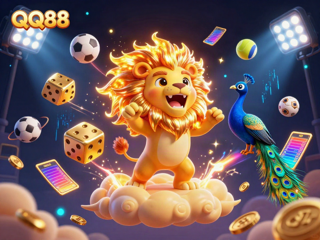 Experience thrilling moments at QQ88 with a dynamic illustration of gaming excitement and high-stakes action.