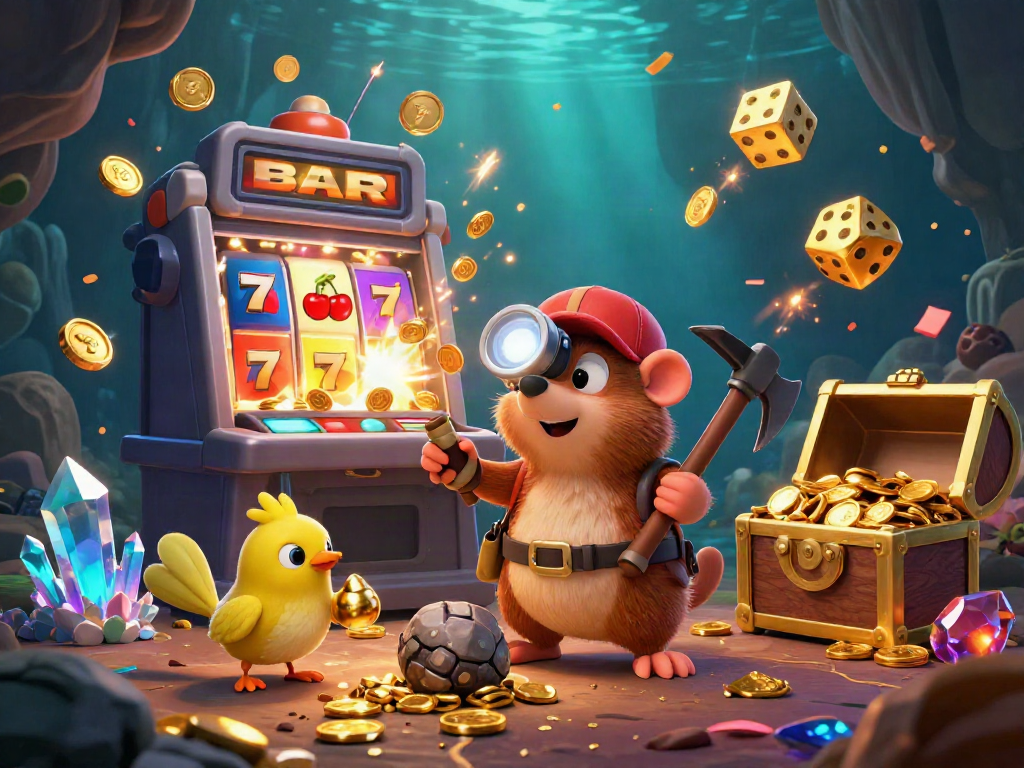Experience the vibrant world of 68win with treasures and games colliding in a thrilling scene.